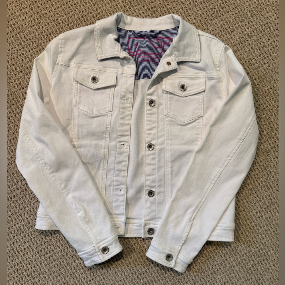 Vineyard Vines Girls White Jean Jacket Size Large